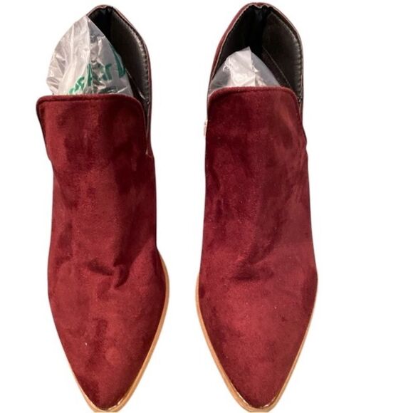 #328 Vegan Suede Burgundy Booties - Picture 1 of 6